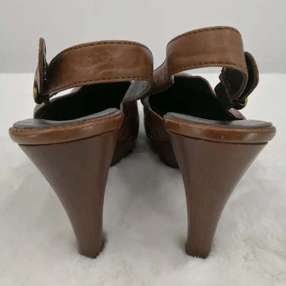 Cole Haan Women's 9B Brown Strap Platform 4" Heel - Picture 4 of 8